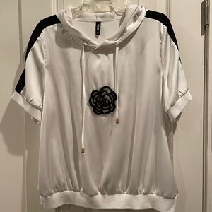 Stylewe White Hoodie With Black Trim